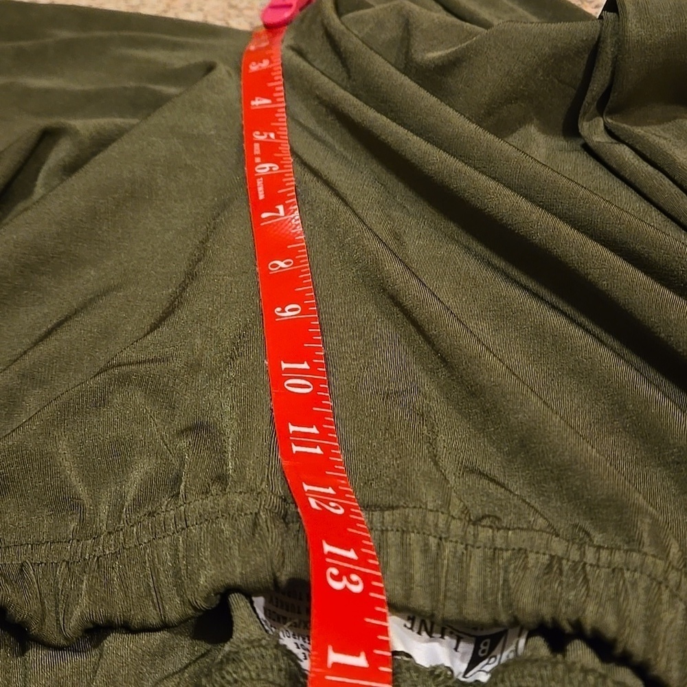 dB Line New York Olive Green Elastic Waist Pull on Pants Wide Leg Women size L - Picture 6 of 8